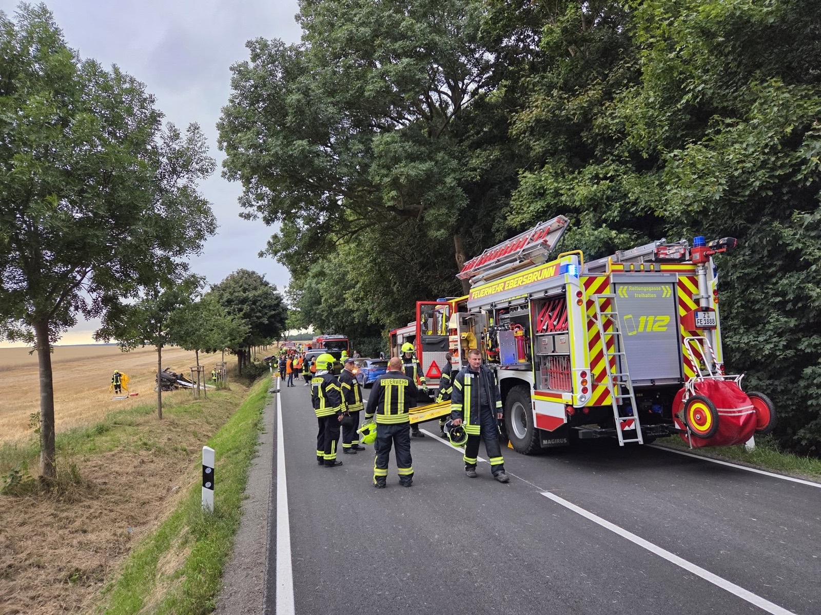 Einsatzstelle im Freien mit abgesperrtem Bereich